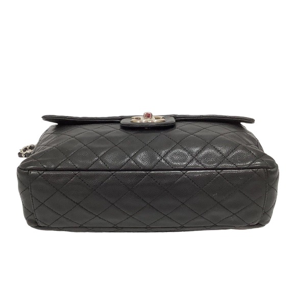 CHANEL MAXI Black Caviar Classic Single Flap Handbag SHW Shoulder Bag - Picture 6 of 16
